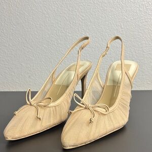 Dolce Vita Beige Slingback Heels with Bow